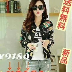 送料無料 新品  レディース 花柄 ジャケット 夏服 黒