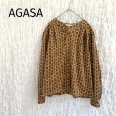 AGASA 昭和 レトロ ボタン 高みえ 羽織り イエロー系 a194のサムネイル