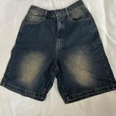 y2k ダークブルー ハーフパンツ ゴム入り