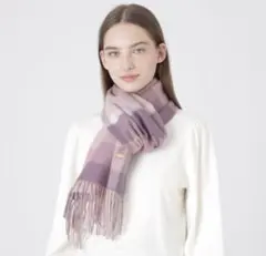 BLUELABEL CRESTBRIDGE チェックマフラー 上品 パープル系