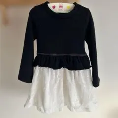 女の子　フォーマル　ワンピース　黒白フリル付きドレス　110