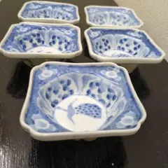 骨董　角鉢　伊万里　古伊万里　　向付　染め付け　小林　懐石膳　会席料理　5日つ〜