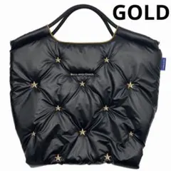 新品未使用 刺繍ゴールド ボールアンドチェーン 中綿 エコバッグ ステラ