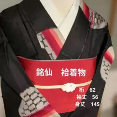 ❤銘仙　袷着物　しつけ糸付き 黒地に飛び柄