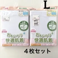 レディースショーツ　失禁ショーツ　吸水ショーツ　尿漏れ　L 白　4枚　綿100%