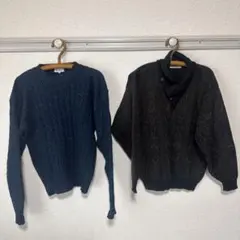昭和レトロ　メンズ 厚手ニット セーター 2枚セットのサムネイル
