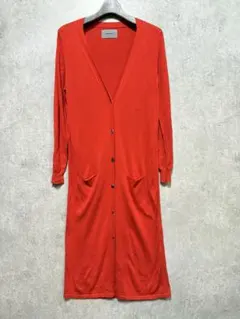 CASHYAGE シルク カシミヤ混 ロングカーディガン 朱色 やや薄手 36