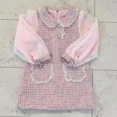 ピンク系ツイードワンピース