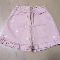 バースデイ　ピンク 花刺繍 フリル ハーフパンツ