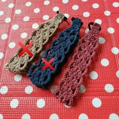 クロシェ編み　お花模様　ヘアバンド　編み物　手編み　ハンドメイド　かぎあみ