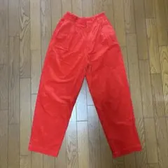 レッド コーデュロイ ワイドレッグパンツ