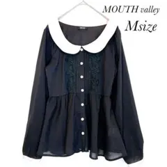 マウスバレー 長袖ブラウス シフォン レース刺繍 春服 ブラック セレモニー M