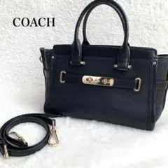 COACH スワッガー27 2wayショルダーバッグ シボ革 ブラック