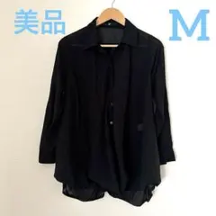 「美品」シアー長袖シャツ ネイビー M