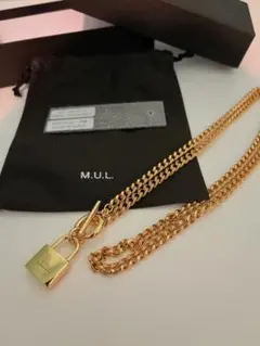 新品】M.U.L. マットゴールド MIXチェーンマンテルネックレス-45