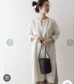 URBAN RESEARCH DOORS ストライプ 七分袖ワンピース