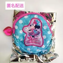 ミニーのファンダーランド　カプセルトイ　ポーチ　水色　水玉