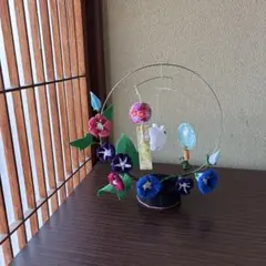 クレイフラワー 樹脂粘土 朝顔 ちりめん風鈴付き ハンドメイド - メルカリ