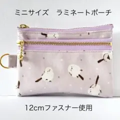 ラミネートのミニ・ダブルファスナーポーチ