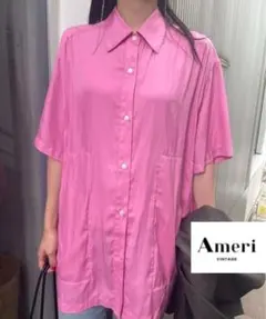 【美品】Ameri CHAMBRAY BIG PATTERN SHIRT ピンクのサムネイル