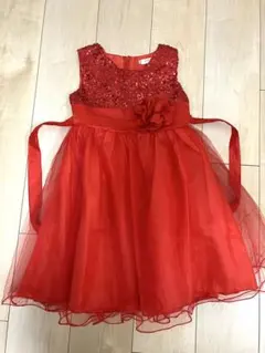 ドレス 赤 110-120 お花付き