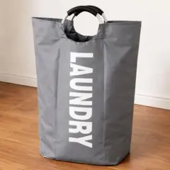 新品未使用 ランドリーバッグ 大容量 折りたたみ 洗濯かご 持ち手付き グレー