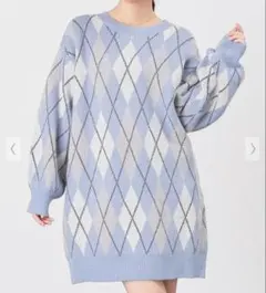 Honeys　総柄ニットワンピース　LLサイズ