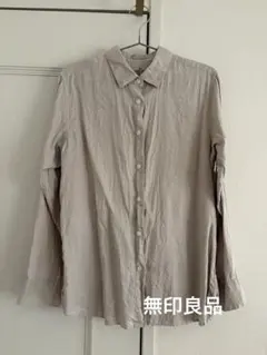 MUJI 無印良品 ヘンプ 長袖シャツ ベージュ Lのサムネイル