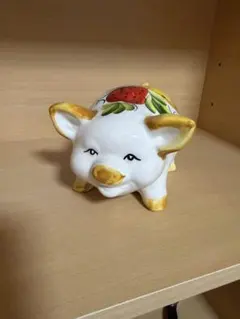 ☆昭和 ☆オレンジモチーフ 豚の貯金箱 - メルカリ