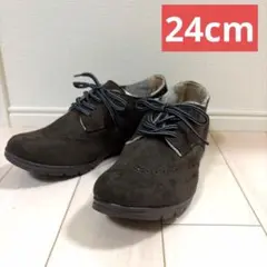 PARTAM PREMIUM スエード レースアップシューズ ブラウン 24cm