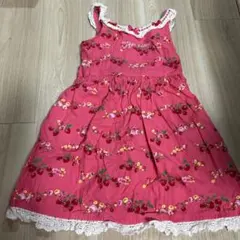 【美品】メゾピアノ　いちご柄ノースリーブワンピース130サイズ