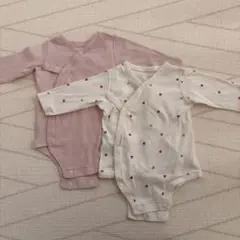 プティマインロンパース 2枚セット ピンク・ホワイト