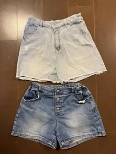 150 デニム 半ズボン 2枚セット ラブトキシック　GU