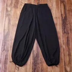 ドローストリングバルーンイージーパンツ メンズ ワイドパンツ ブラック QL25
