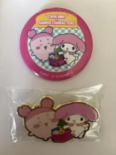 サンリオ×ちいかわコラボ　ピンバッジ&缶バッジセット　マイメロディ×古本屋