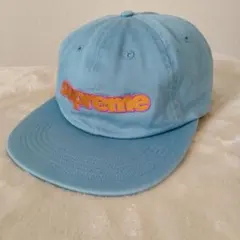 Supreme キャップ ターコイズブルー ロゴ USA