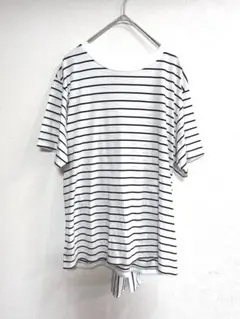 ランバン オン ブルー 半袖Tシャツ ストライプ バックリボン