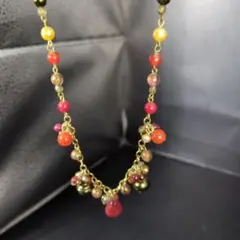 マルチカラービーズチェーンネックレス