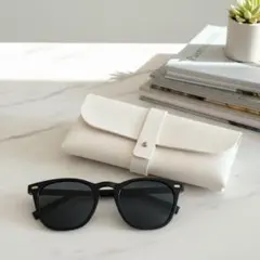 サングラス(グレー)&ケース(ホワイト)セット 偏光 調光 UVカット