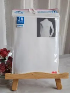 ユニクロ AIRism UVカットハイネックT（長袖） 3XL ホワイト 大きめ