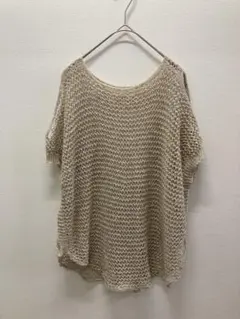 米色 透視編織 針織上衣 寬鬆廓形 夏季針織