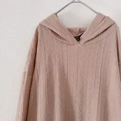 美品✨️【M】 ケーブル編みパーカー ベージュ オーバーサイズ ビックシルエット