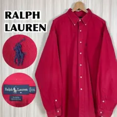 ☆大きいサイズ☆ラルフローレン 刺繍ポニー ボタンダウンシャツ XXL レッド