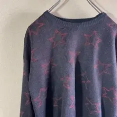 【VINTAGE】ヨーロッパ古着　ニットセーター　星ロゴ レトロ 古着女子