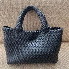 未使用級☆Sybilla☆イントレチャート ハンドバッグ オールレザー黒