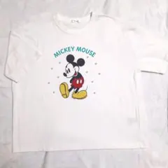 Disney ミッキーマウス パール装飾 Tシャツ ホワイトディズニー白