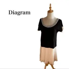 タグ付き‼️ダイアグラム Diagram パール装飾プリーツ切替ワンピース