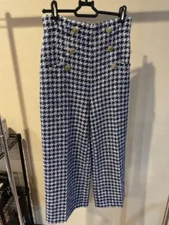 ZARA チェック柄 ハイウエストパンツ XS 119