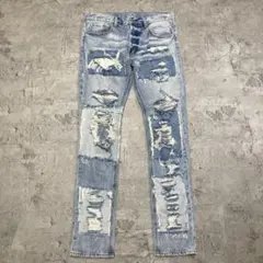 mnml ミニマル ダメージ加工 クラッシュ加工 スキニーデニムパンツ 34