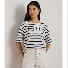 未使用 ラルフ ストライプド ビーデッドロゴ コットンジャージーTシャツ XLのサムネイル